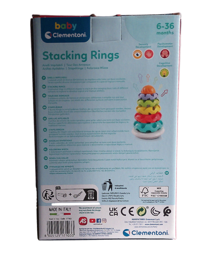 Clementoni Baby Stapelringe – Meine ersten Stapelringe, 7-teilig (ab 6 Monaten)
