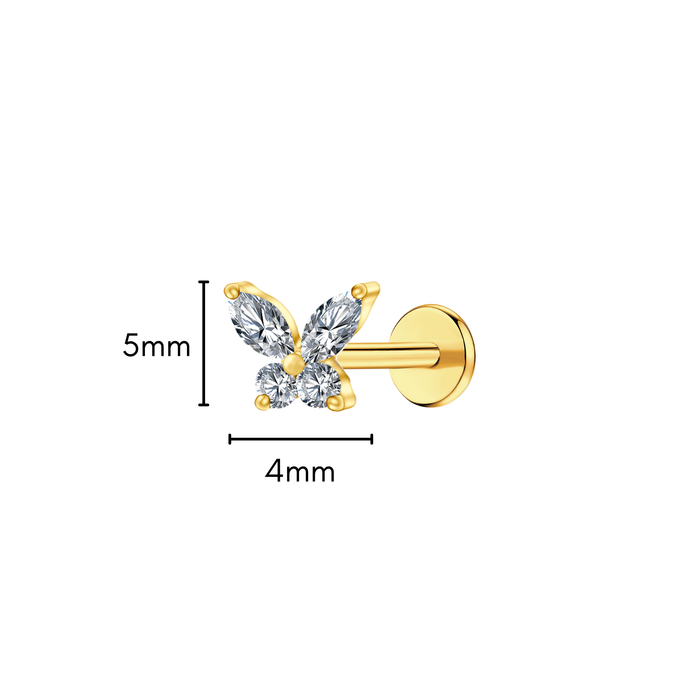 Crystal Butterfly Flat Back Stud