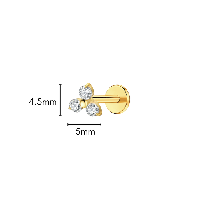 CZ Trinity Flat back Stud