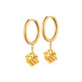 Dice Charm Hoops in Titanium
