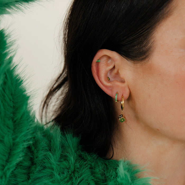Dice Charm Hoops in Titanium