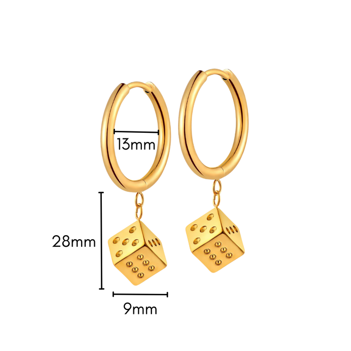 Dice Charm Hoops in Titanium