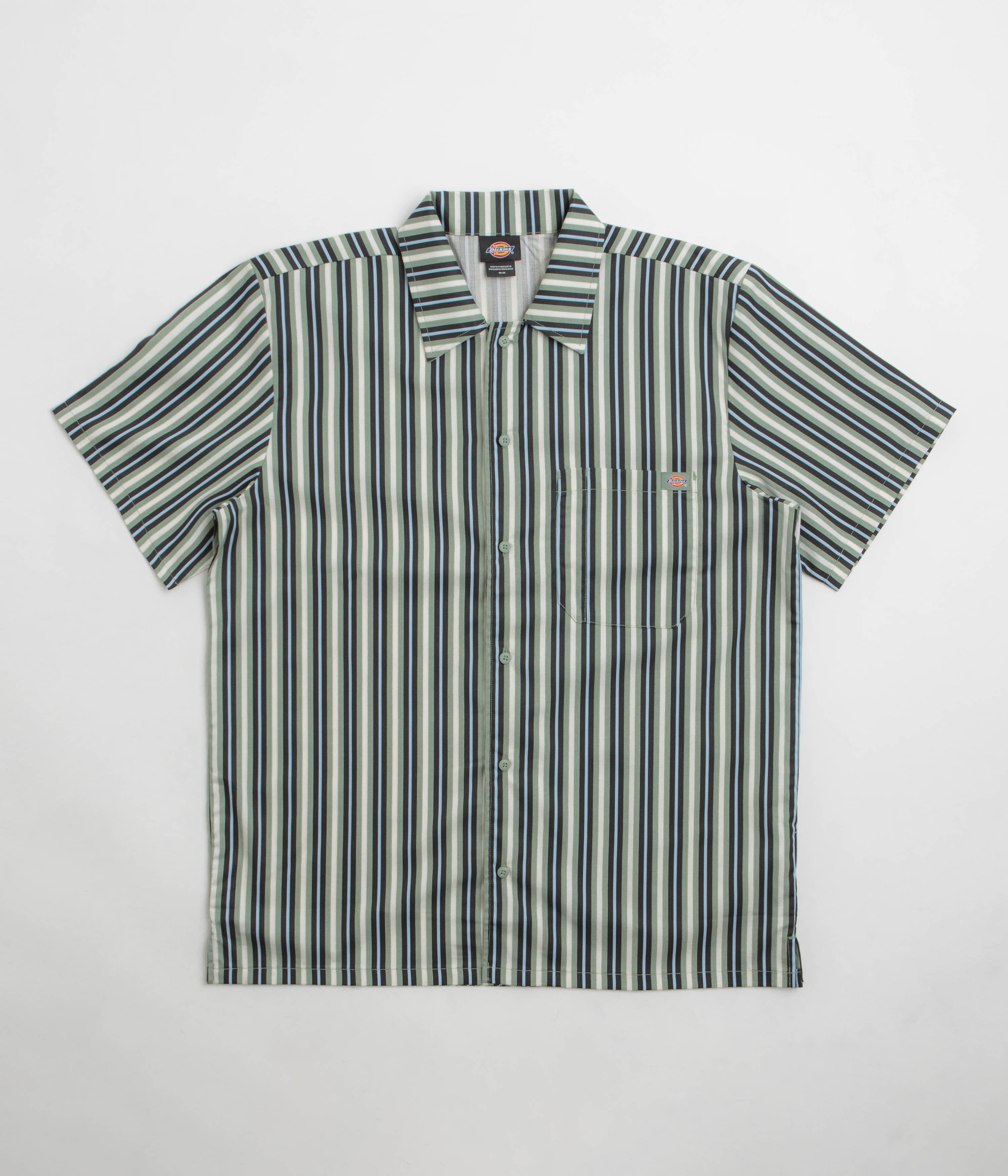 Dickies Multi Stripe Work Short Sleeve Shirt - Iceberg Green
