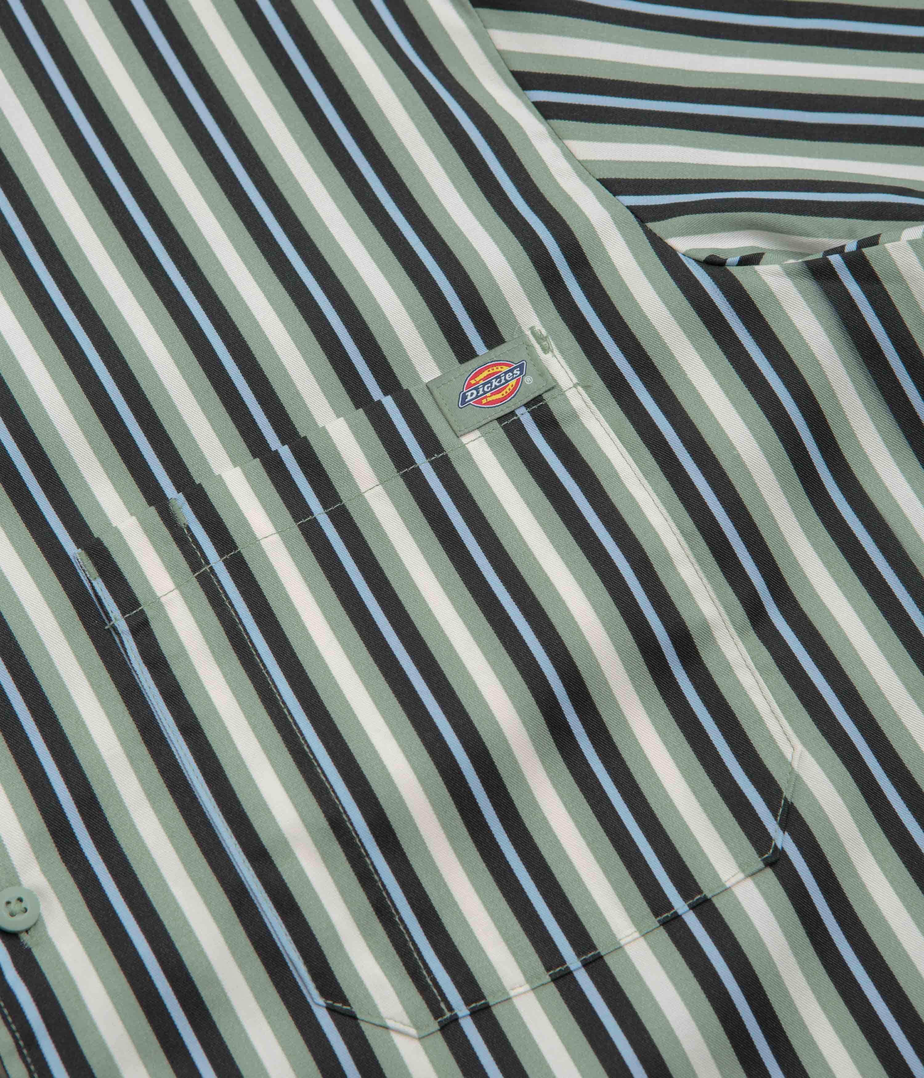 Dickies Multi Stripe Work Short Sleeve Shirt - Iceberg Green