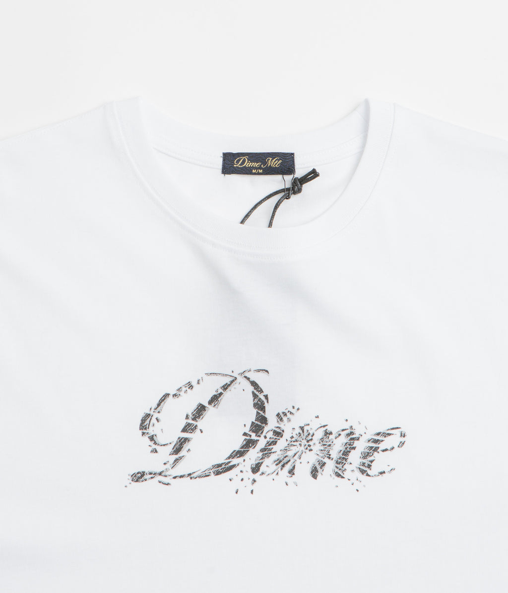 Dime Cursive Smashed T-Shirt - White