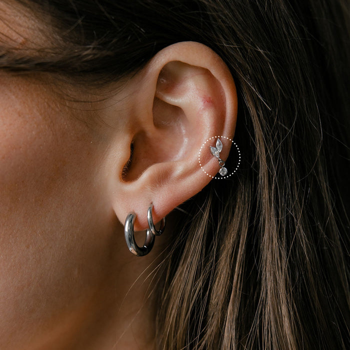 Double Marquise Dangle Flat Back Stud