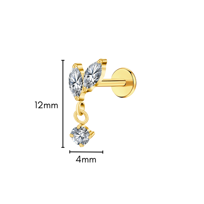 Double Marquise Dangle Flat Back Stud