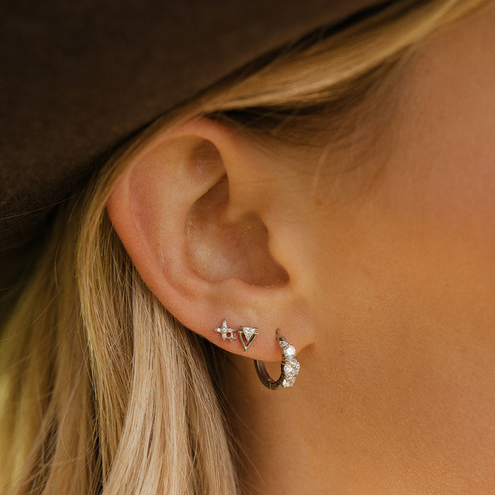 Double Triangle Flat Back Stud