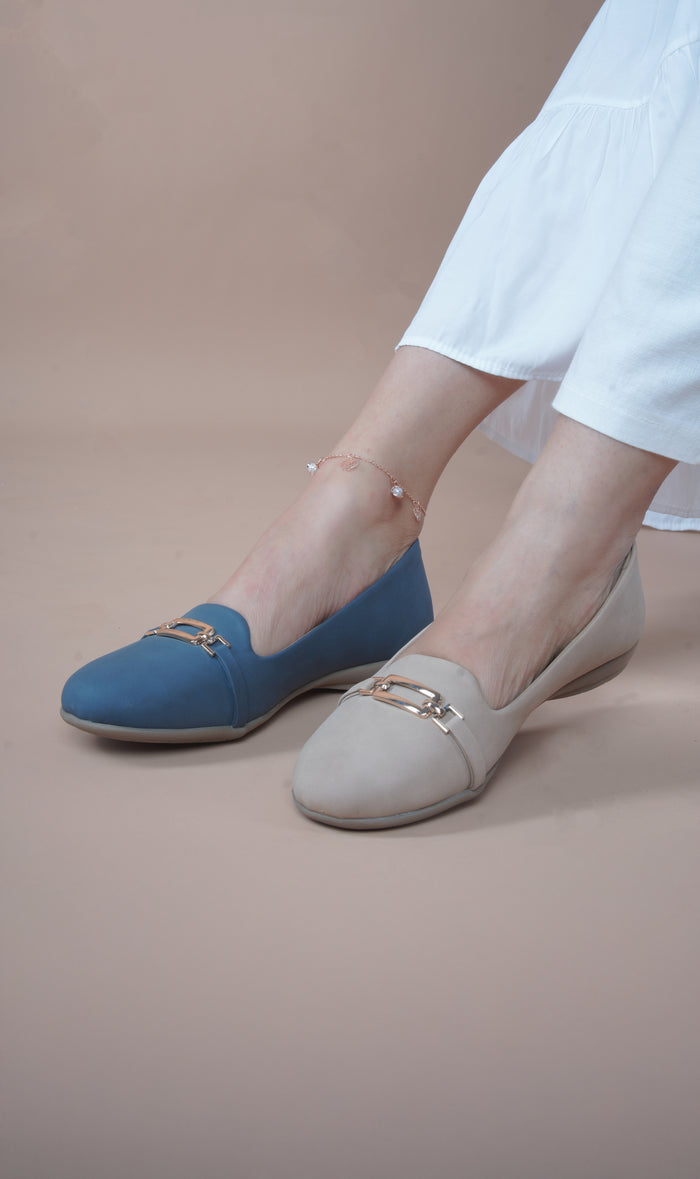 Ellie Nude – Suede Ballerina Flats for Women