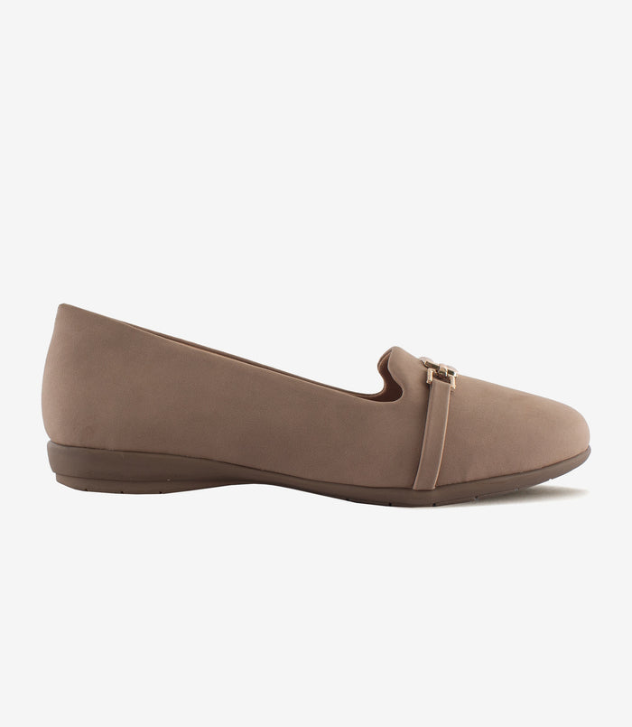 Ellie Nude – Suede Ballerina Flats for Women