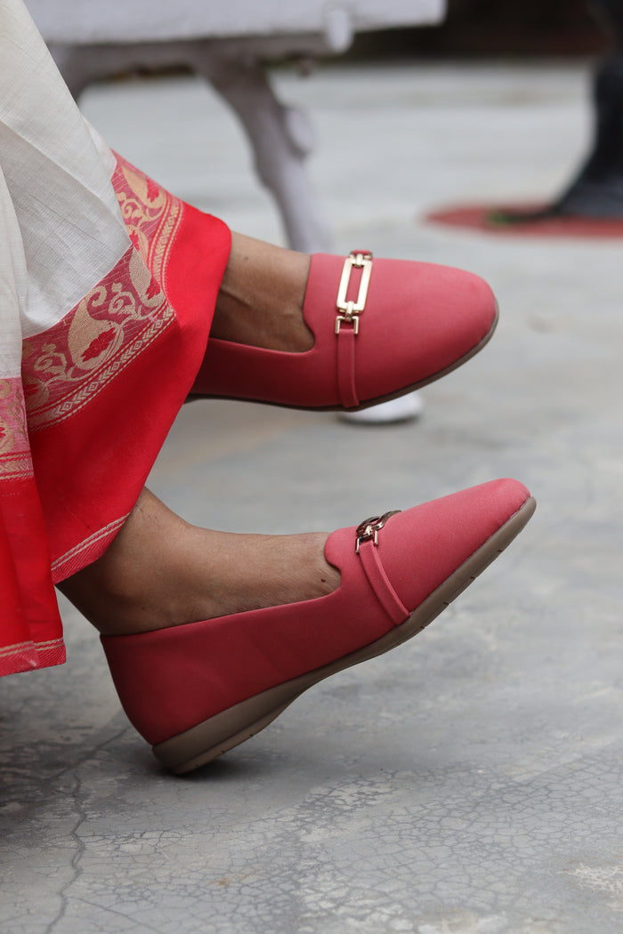 Ellie Red – Suede Ballerina Flats for Women