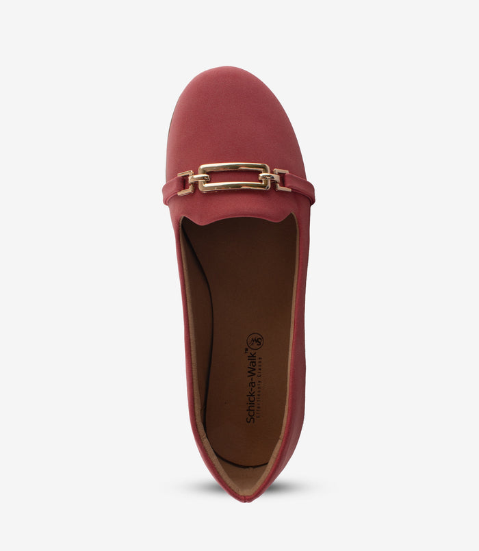 Ellie Red – Suede Ballerina Flats for Women