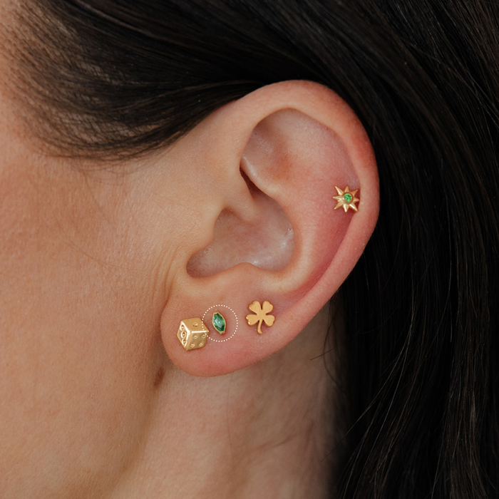 Emerald Marquise Flat Back Stud