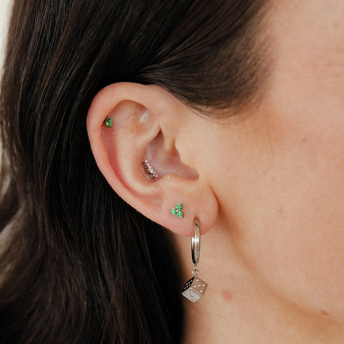 Emerald Marquise Flat Back Stud