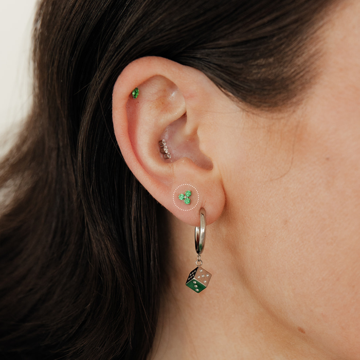 Emerald Trinity Flat Back Stud