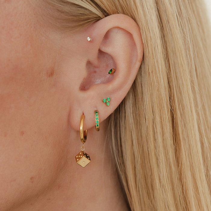Emerald Trinity Flat Back Stud