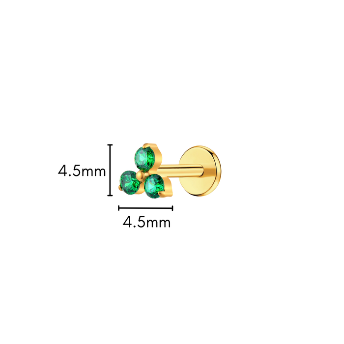 Emerald Trinity Flat Back Stud