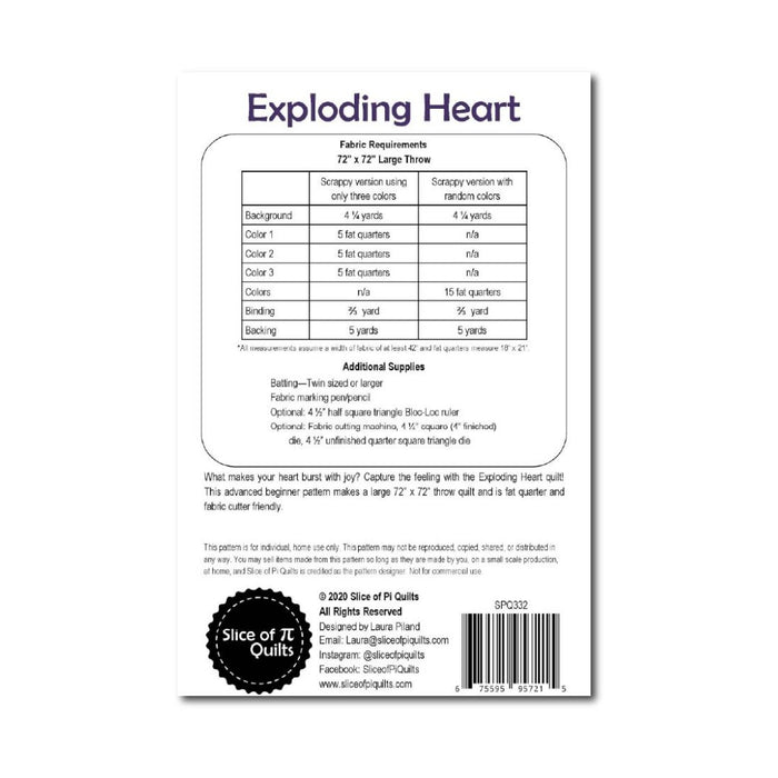 Exploding Heart Quilt Pattern | Slice of Pi Quilts | Printed Verison