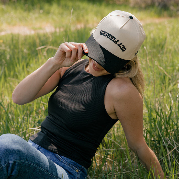Get Pierced Trucker Hat in Black