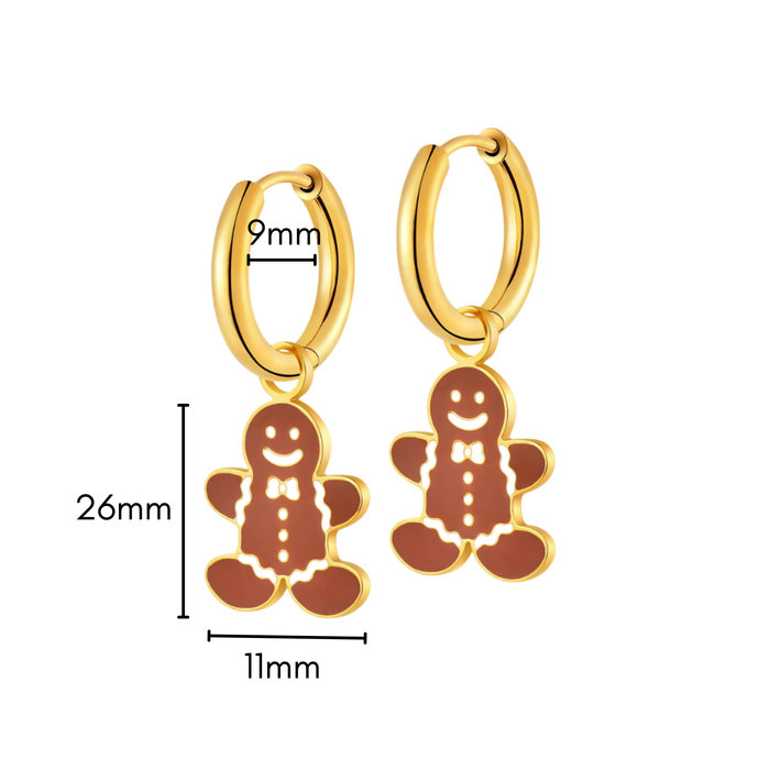 Gingerbread Man Charm Hoops