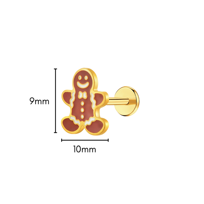 Gingerbread Man Flat Back Stud