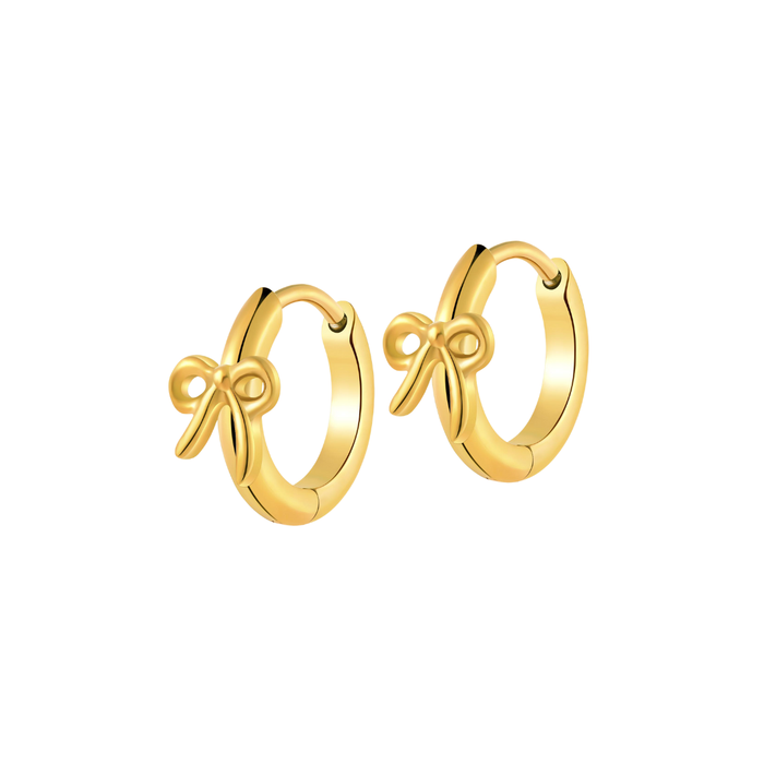 Girly Bow Hoops in Titanium