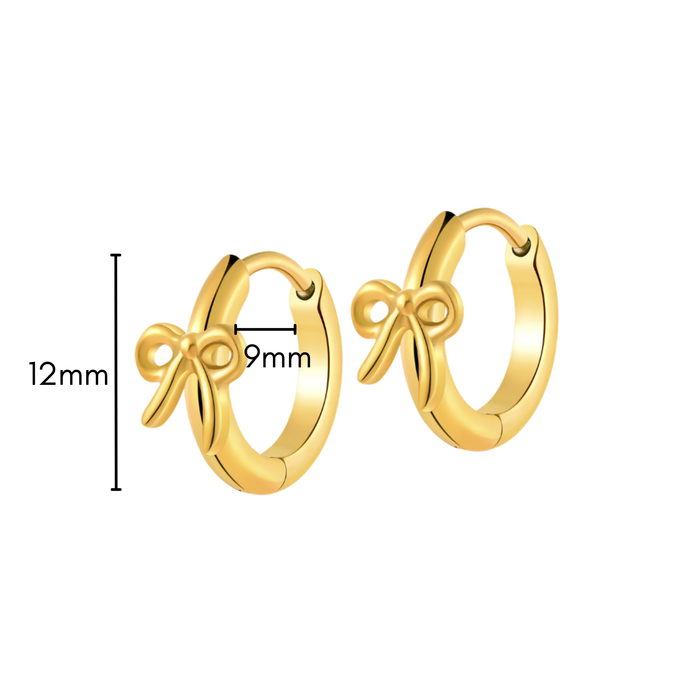 Girly Bow Hoops in Titanium