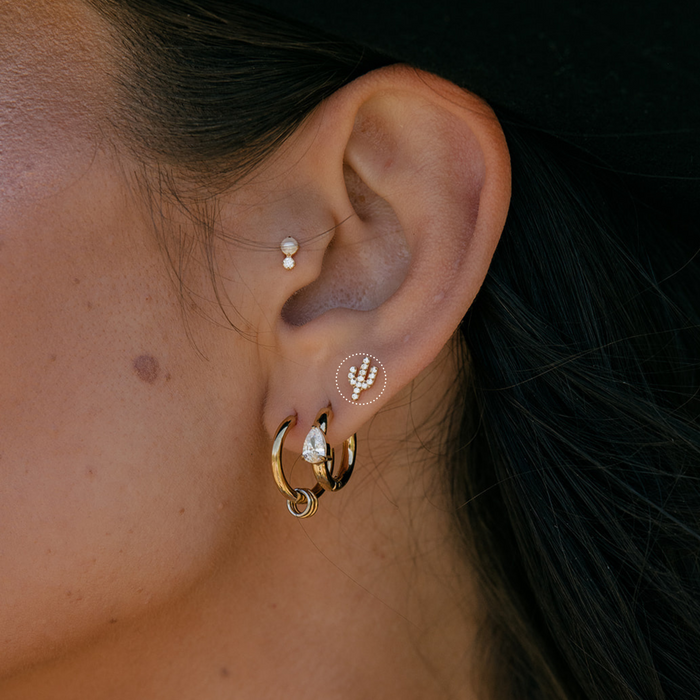 Glam Cactus Flat Back Stud