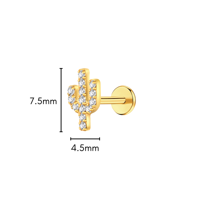 Glam Cactus Flat Back Stud