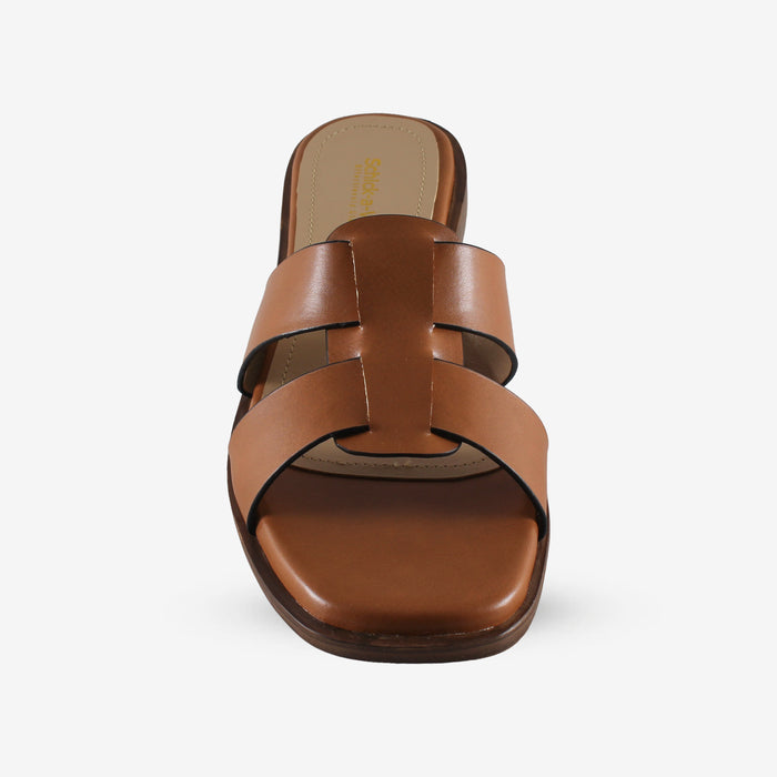Hazel Tan Slide – Minimalist Flat Sandals for Women