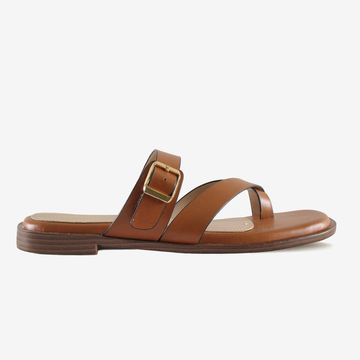 Hazel Tan Toe strap – Tan Toe-Ring Flats for Women