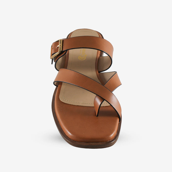 Hazel Tan Toe strap – Tan Toe-Ring Flats for Women