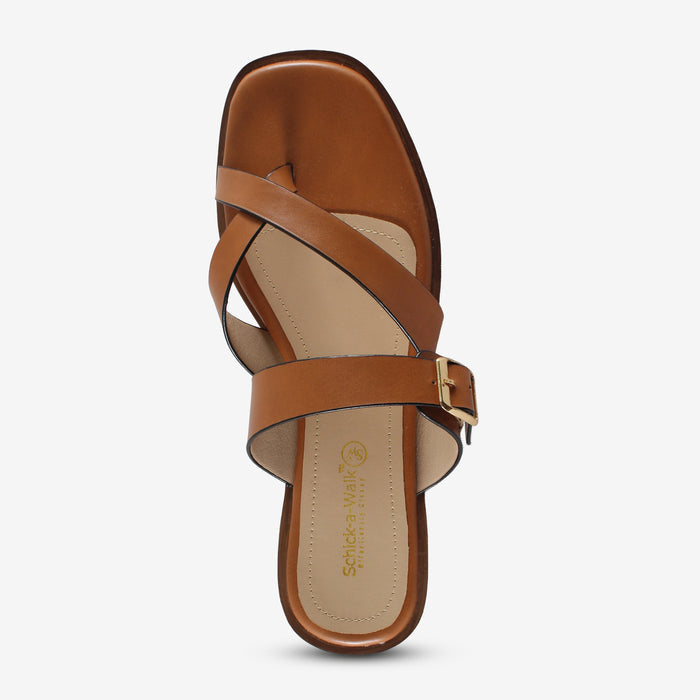 Hazel Tan Toe strap – Tan Toe-Ring Flats for Women