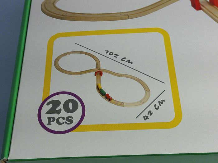 Holzeisenbahn Set 20-teilig – FSC-Holz | TÜV-geprüft | 1,02 m Schienennetz