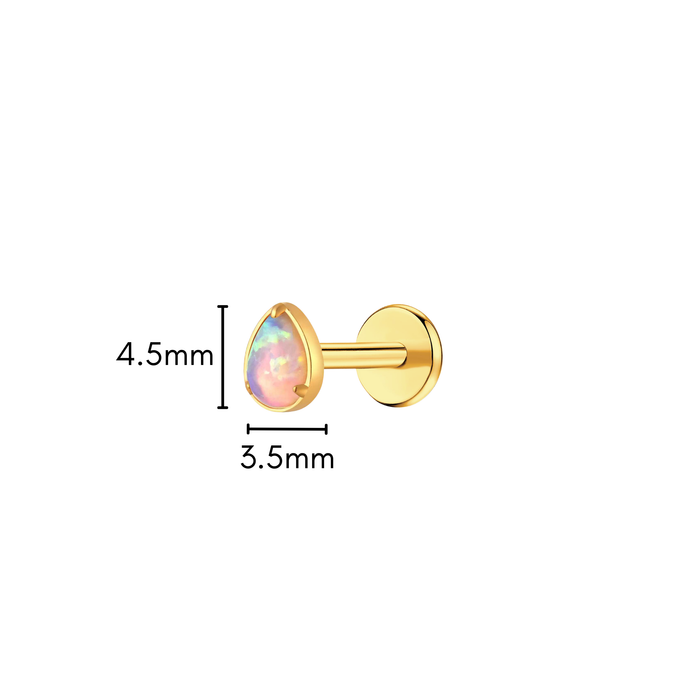 Iridescent Opal Teardrop Flat Back Stud