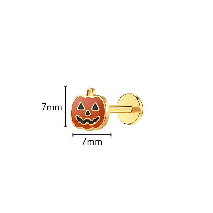 Jack O' Lantern Enamel Flat Back Stud