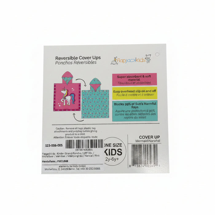 Kinder Badeponcho Meerjungfrau wendbar – Flapjackkids | UPF 50+ | 2–6 Jahre