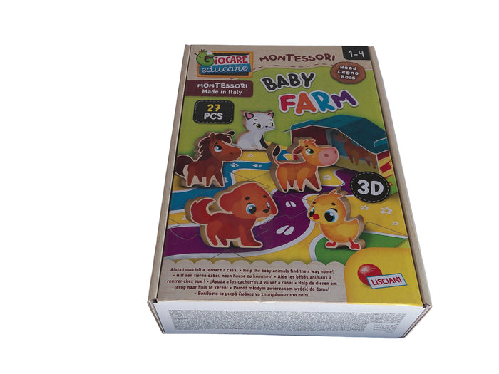 Lisciani Montessori Holzpuzzle – Baby Farm, 27 Teile (1–4 Jahre)