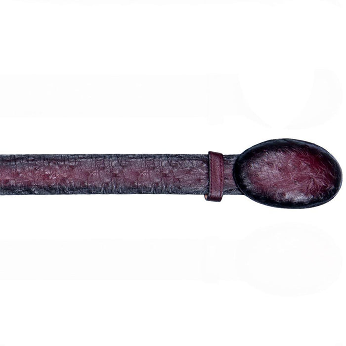 Los Altos Men's Faded Burgundy Ostrich Cowboy Belt