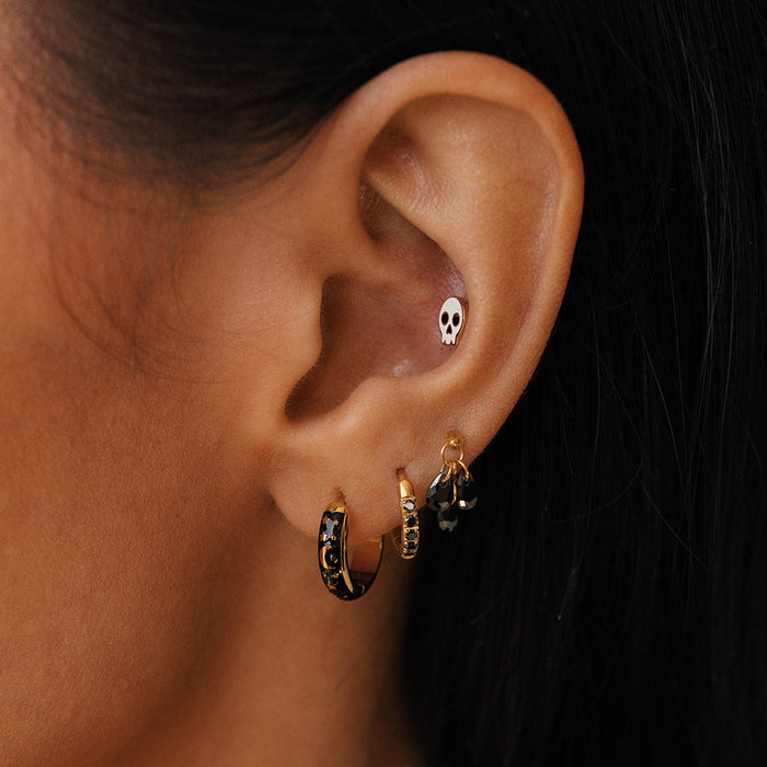 Midnight Moon Enamel Hoops