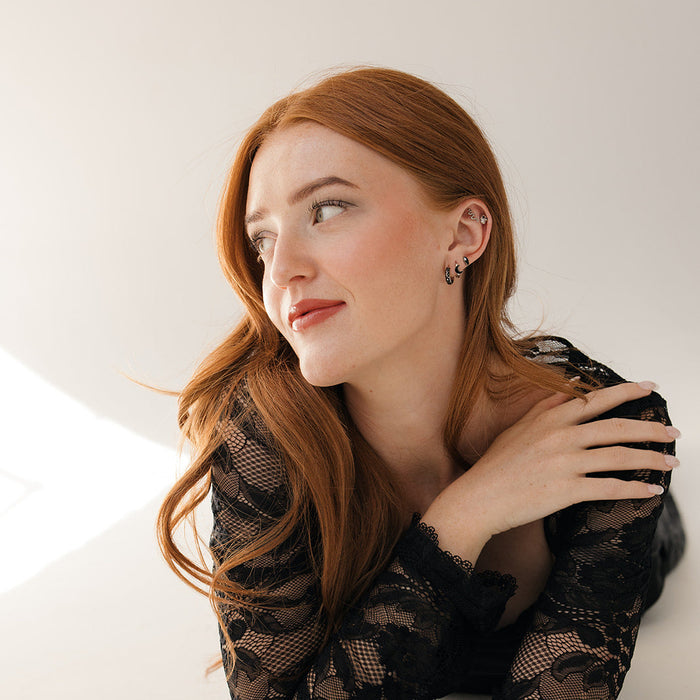 Midnight Moon Enamel Hoops