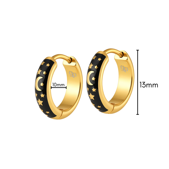 Midnight Moon Enamel Hoops