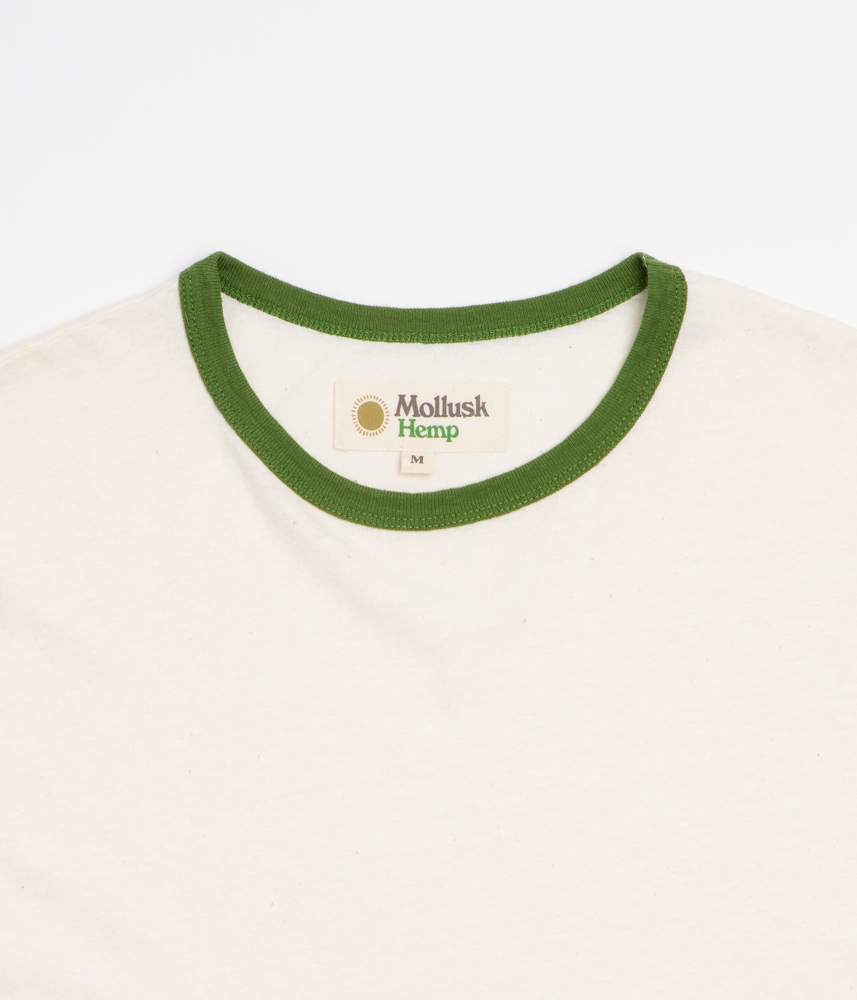 Mollusk Hemp Ringer T-Shirt - Natural / Rover Green