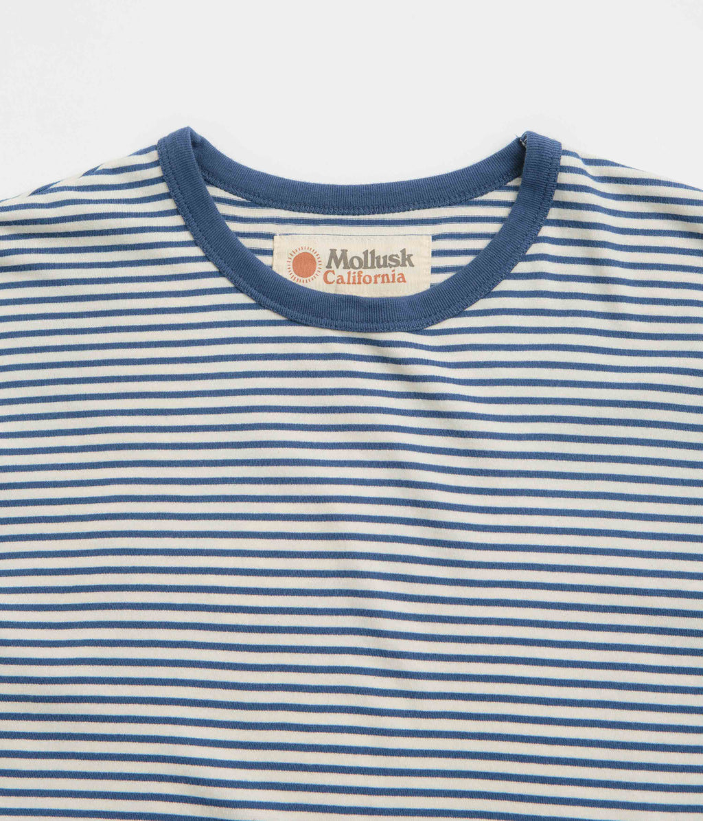Mollusk Striped Heavy T-Shirt - Natural / Indigo