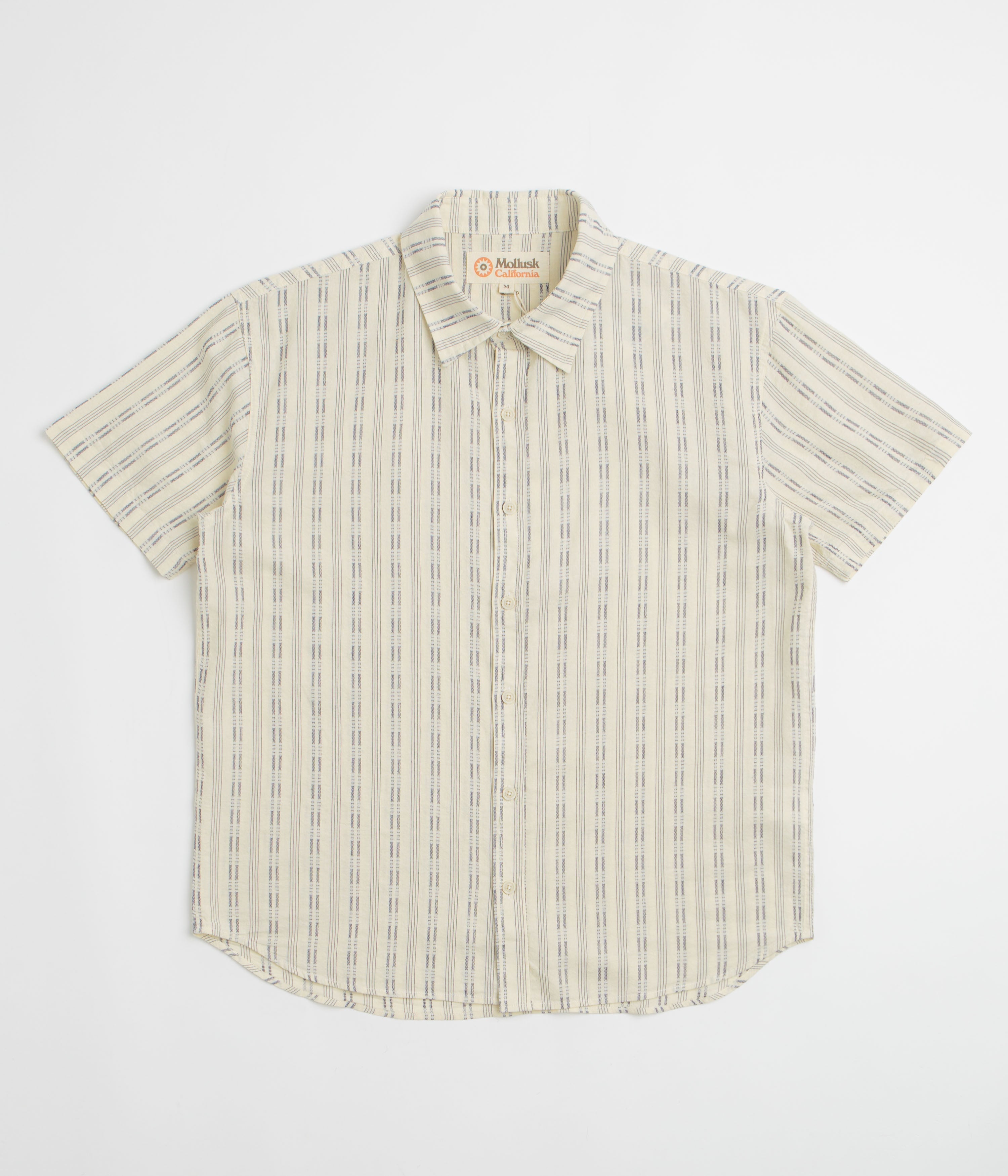 Mollusk Summer Short Sleeve Shirt - Natural / Navy Dobby