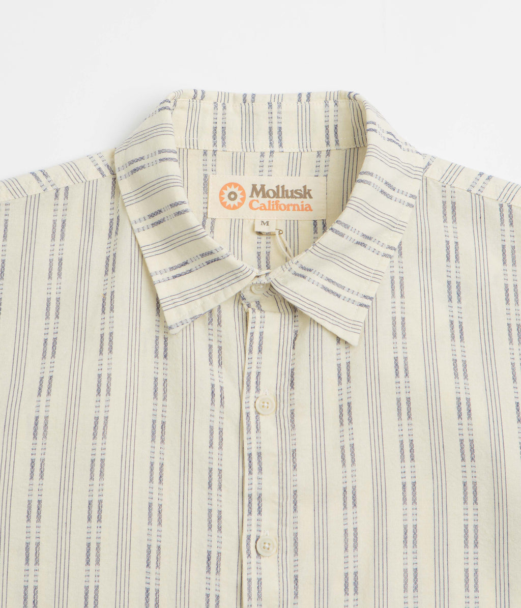 Mollusk Summer Short Sleeve Shirt - Natural / Navy Dobby