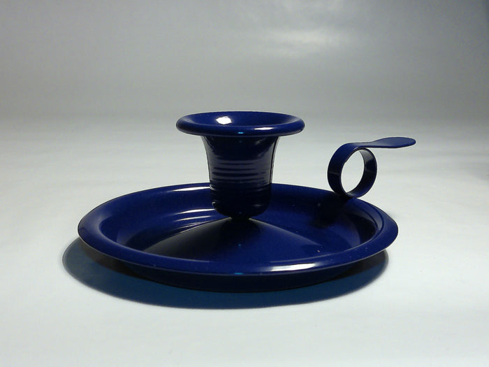 Münder Email Kerzenhalter beschichtet 14,5 cm x 13,0 cm x 6 cm, Farbe blau mit blauem Rand