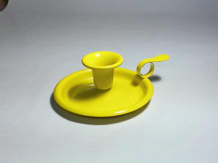 Münder Email Kerzenhalter beschichtet 14,5 cm x 13,0 cm x 6 cm, Farbe gelb mit gelbem Rand
