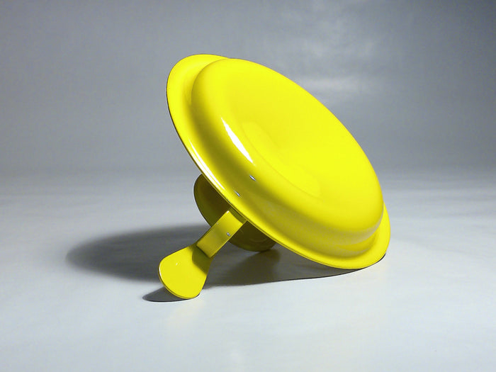 Münder Email Kerzenhalter beschichtet 14,5 cm x 13,0 cm x 6 cm, Farbe gelb mit gelbem Rand