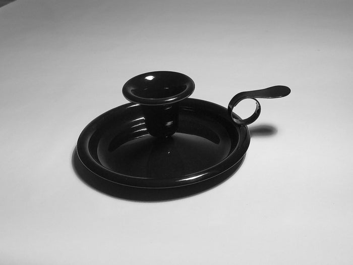 Münder Email Kerzenhalter beschichtet 14,5 cm x 13,0 cm x 6 cm, Farbe schwarz mit schwarzem Rand (Kopie)